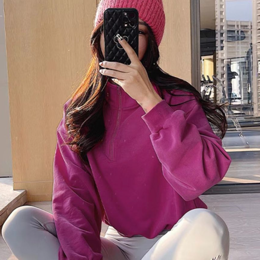 XN128奥粒绒套头立领健身运动卫衣跑步抽绳半拉链宽松长袖外套