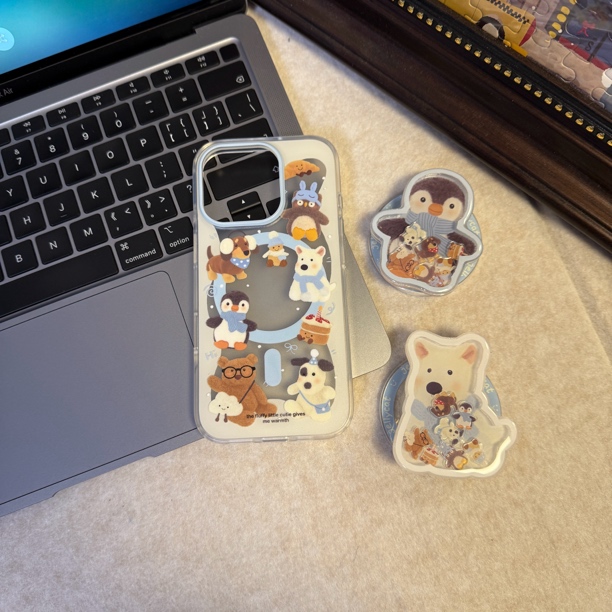 磨砂jelly cat可爱企鹅摇摇乐磁吸支架适用苹果17系列手机壳创意