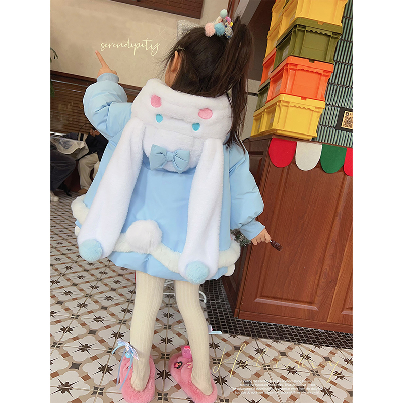 女童90白鸭绒羽绒服2023新款洋气儿童冬季宝宝加厚中长款外套5岁3