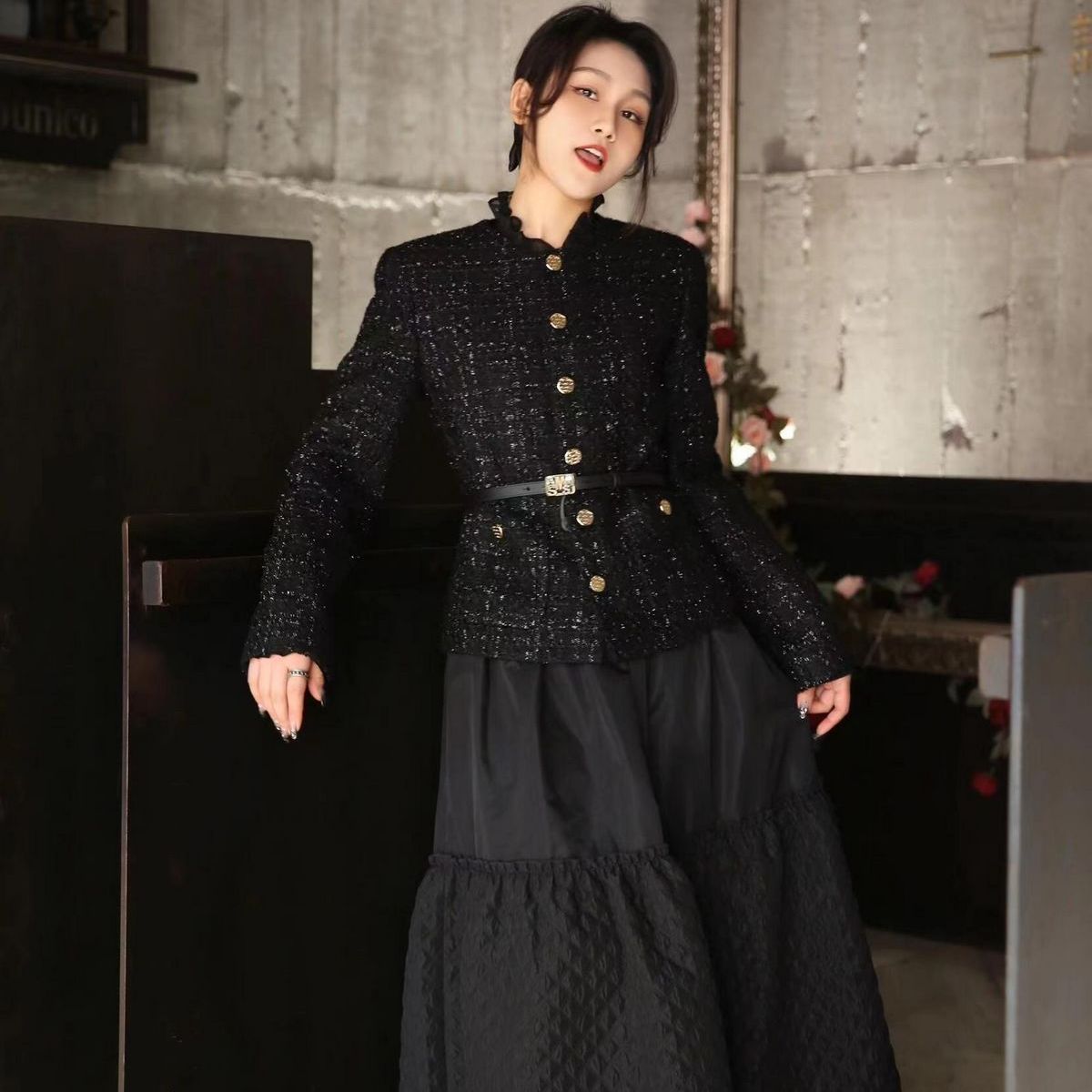 阿家专柜正品精致细闪风复古百搭小香风外套 5400847-4A43911-001