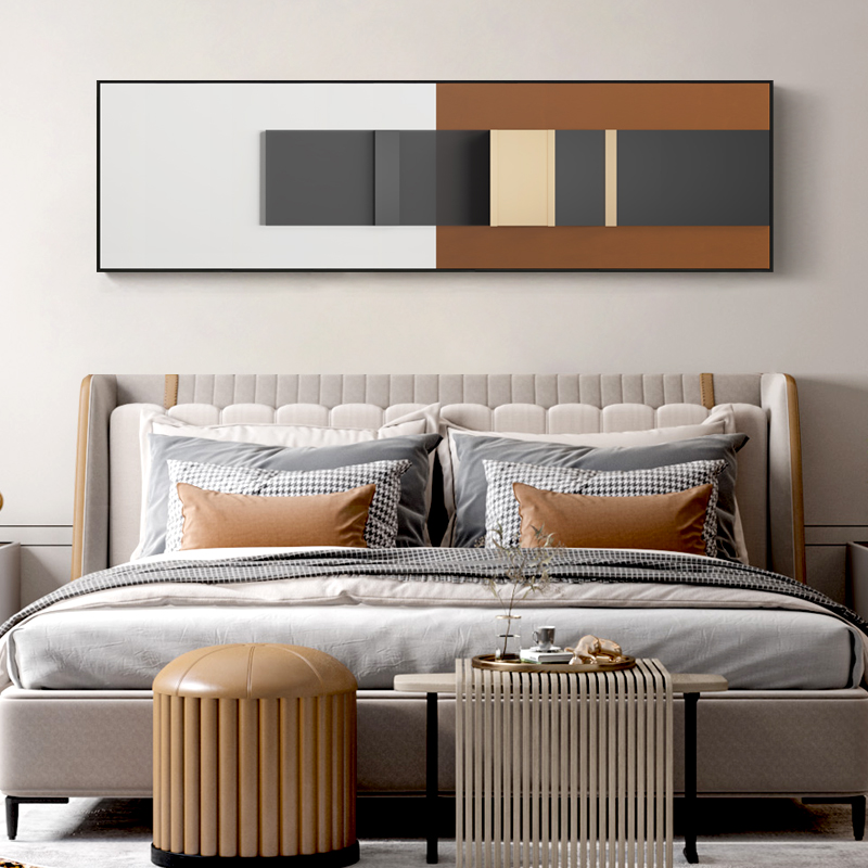 几何立面现代简约卧室床头装饰画主卧挂画立体感抽象轻奢壁画横幅