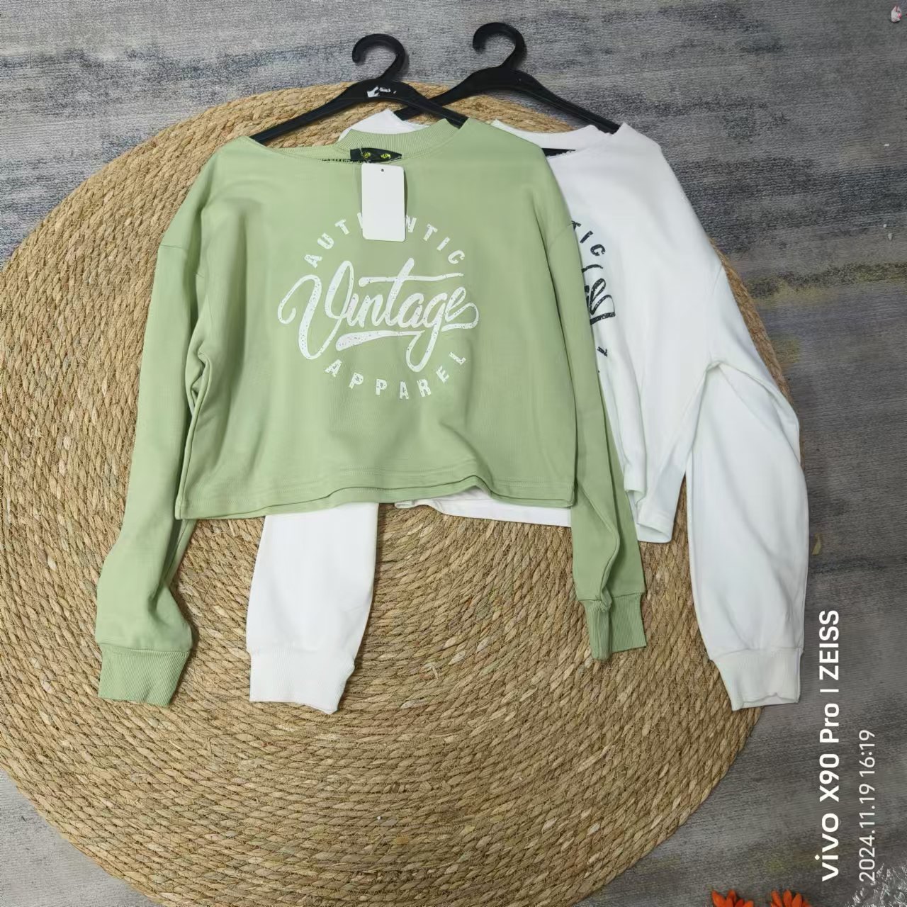 唯琳剪标   A5-17-2119款  高腰长袖字母棉T长45