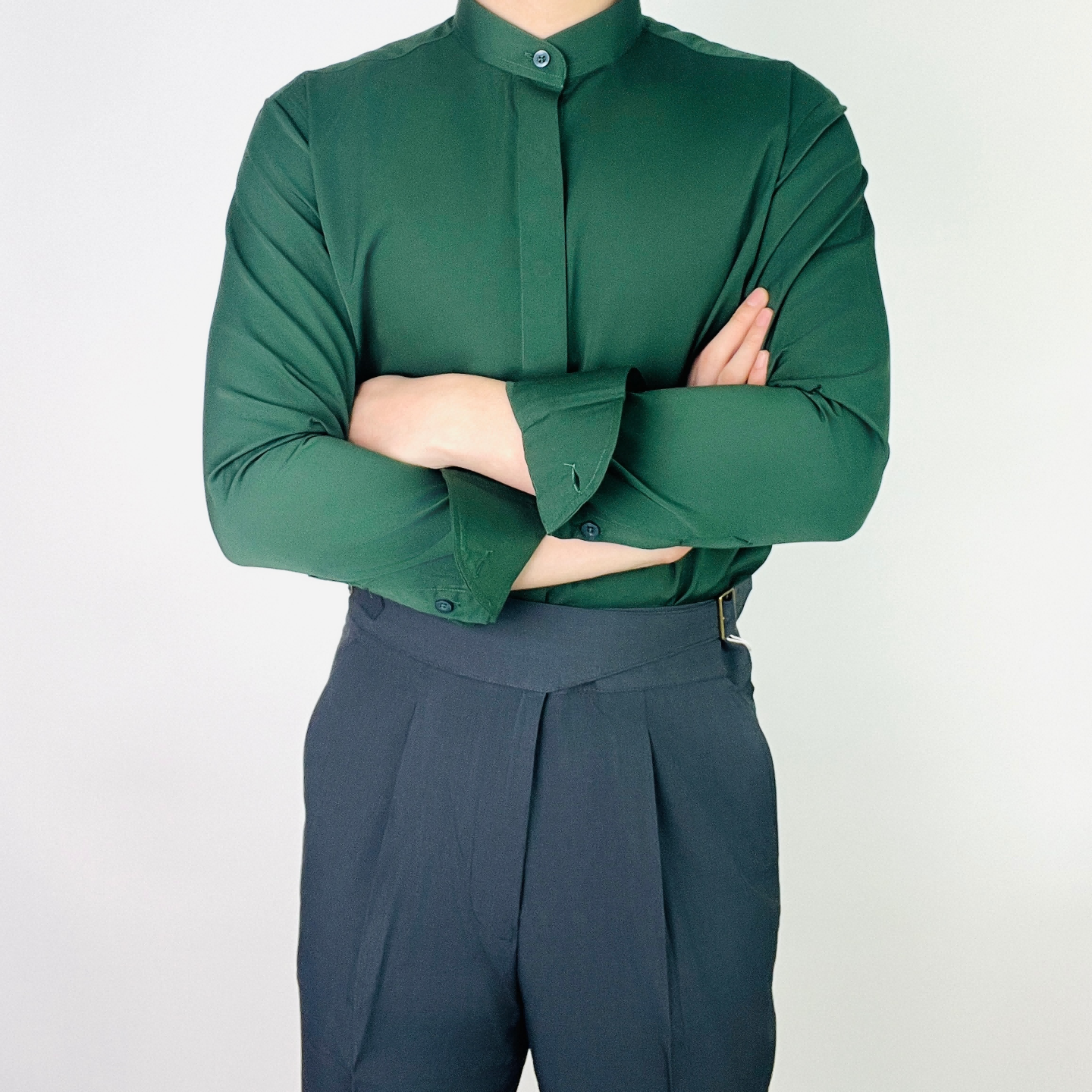 衬衫新款爆款男士轻熟商务修身白衬衫休闲中式立领衬衣免烫长袖