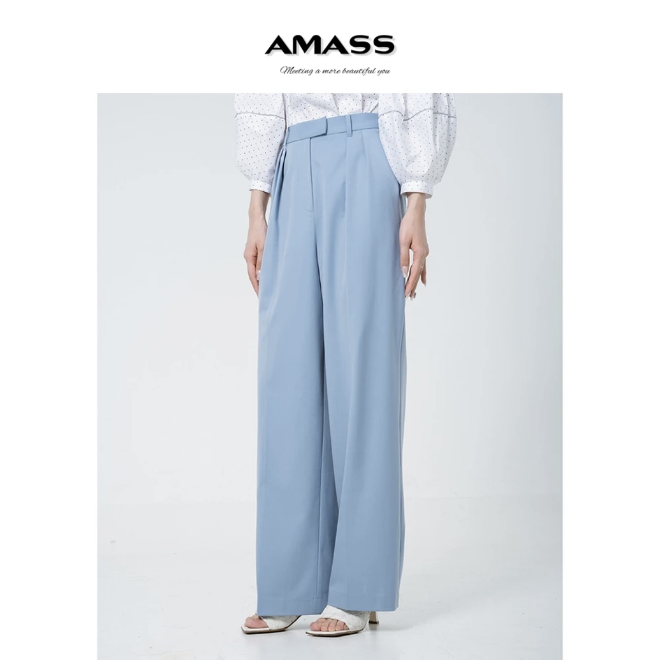 AMASS/阿玛施新款百搭高腰显瘦时尚安可拉红窄版直腿裤5100349