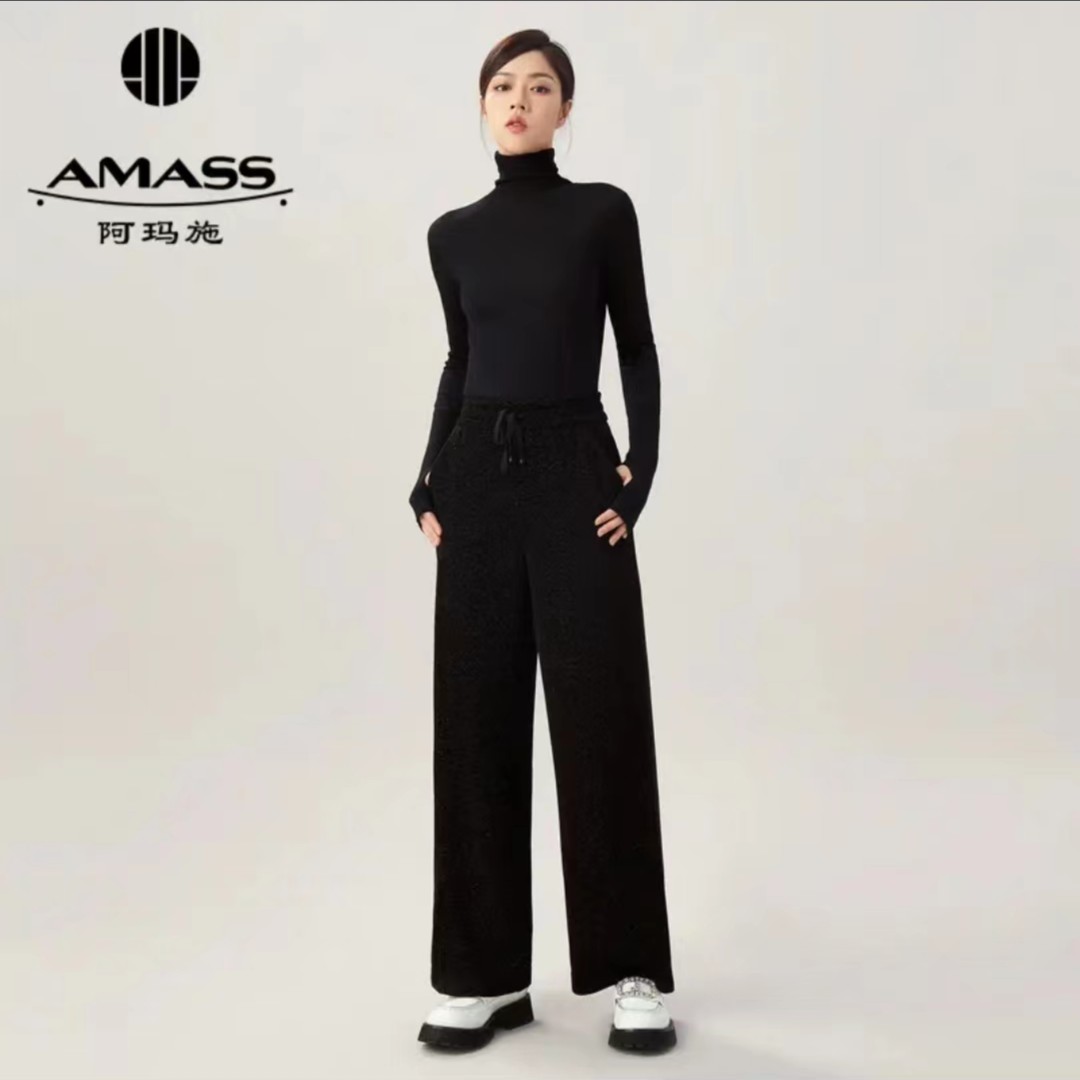 AMASS/阿玛施雪尼尔带葱面料显瘦气质休闲裤5100486-4233511-001