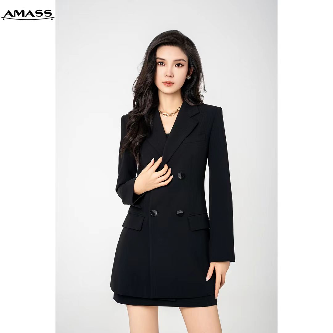 AMASS/阿玛施轻职场经典休闲中长款西装外套西服气质女 5400634