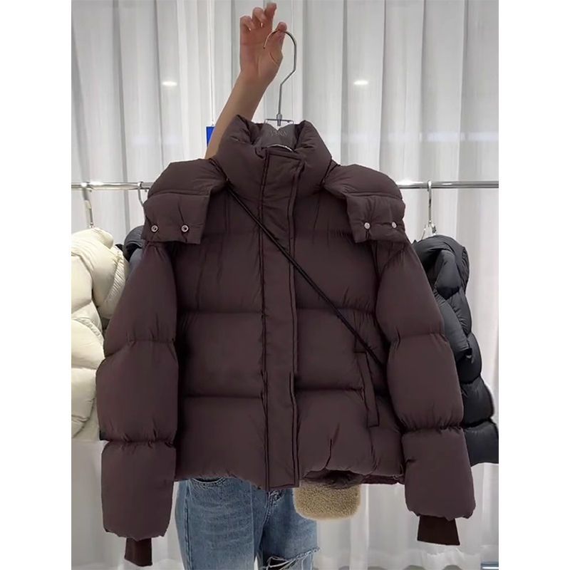 咖色连帽面包服羽绒服冬季新款女装高级感超好看小个子短款