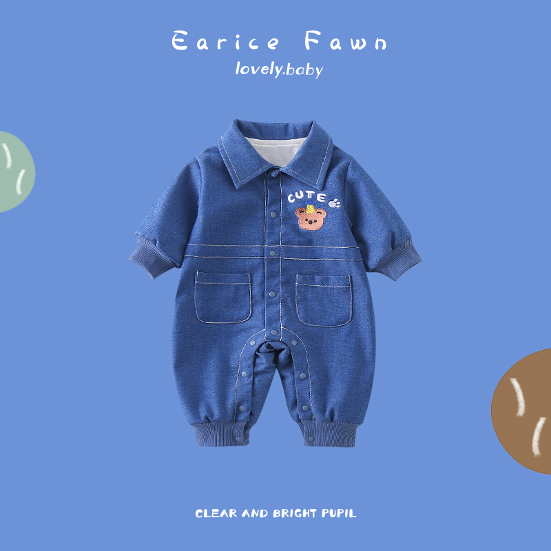 YM网红婴幼儿连体衣秋装男女宝宝可爱哈衣外出爬爬服满月周岁抱衣