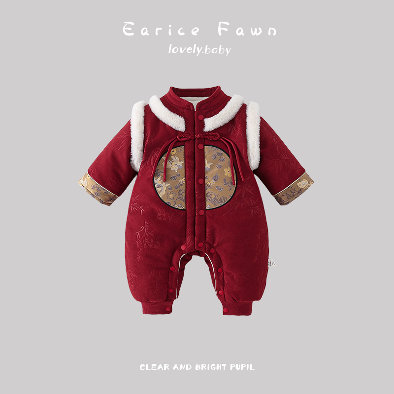 YM2新生儿婴儿衣服宝宝连体衣冬季外出衣服可爱棉服秋冬装超萌爬