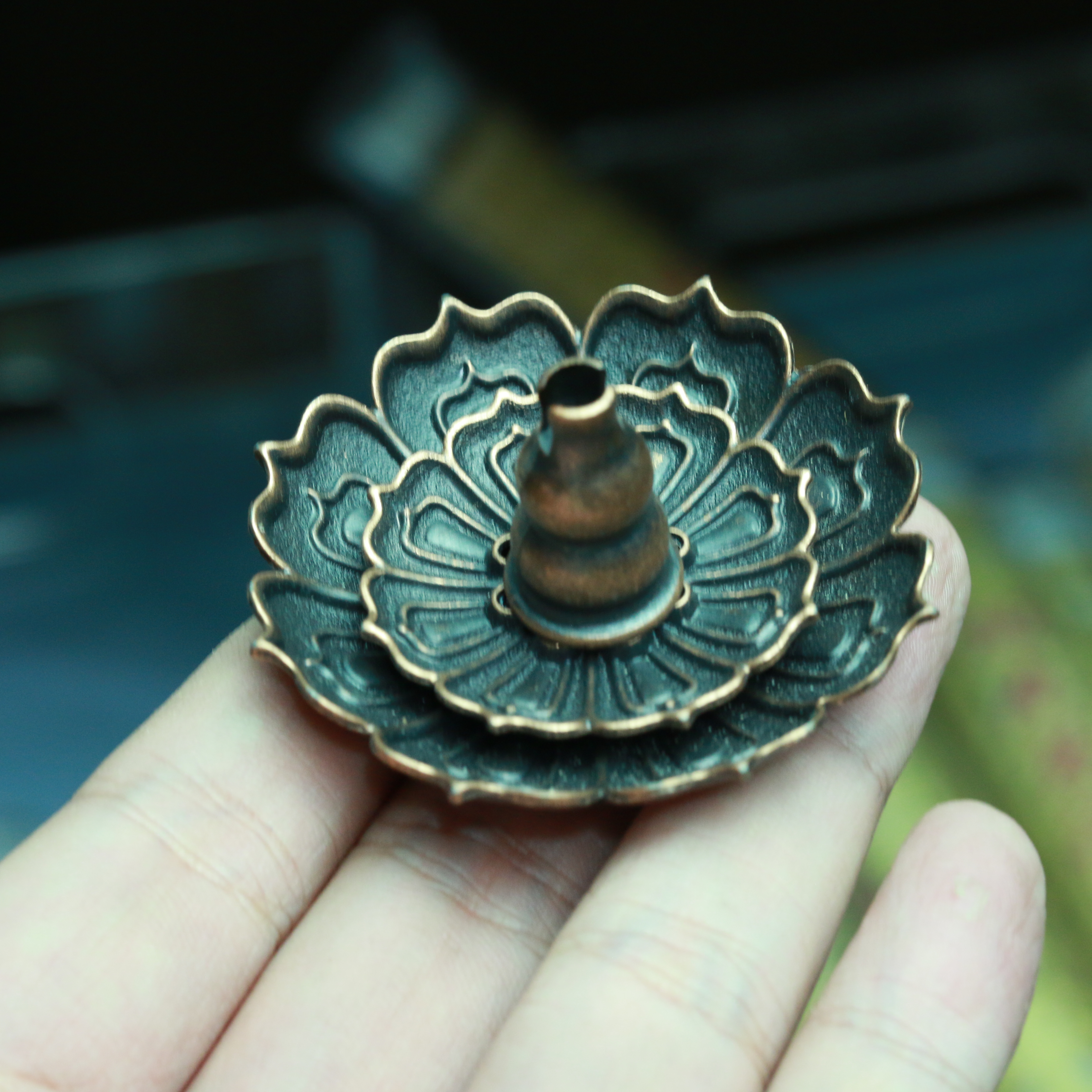 莲花三宝小香插三件套线香盘香合金