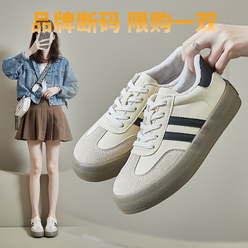 【万达撤柜】2023冬季加绒小白鞋新款韩版ins女学生增高运动板鞋休