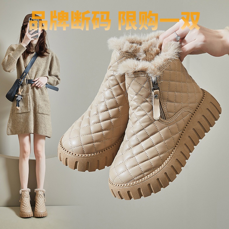 断码意尓康加绒高帮女雪地靴2023冬季新款学生ins韩版保暖休闲厚