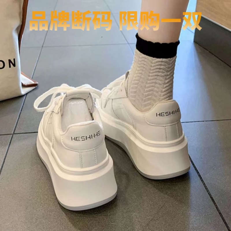 断码意尓康厚底增高小白女鞋2023新款春秋季ins超火网红休闲运动
