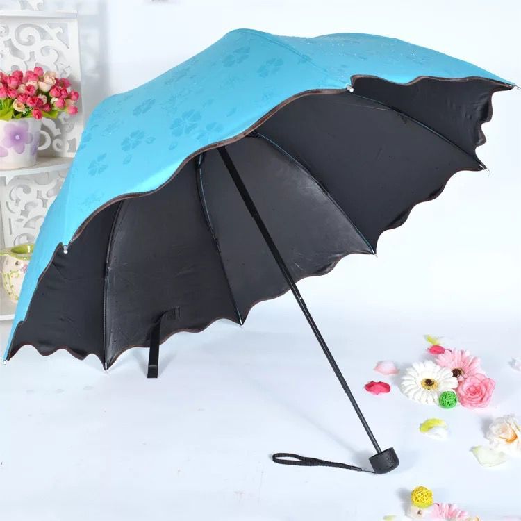 黑胶遇水开花晴雨两用伞颜色随机