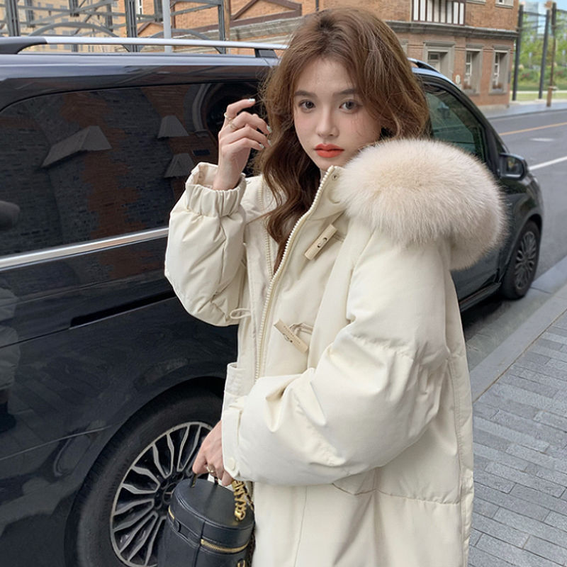 羽绒服女中长款2023年新款冬季时尚过膝不臃肿设计感小众收腰外套