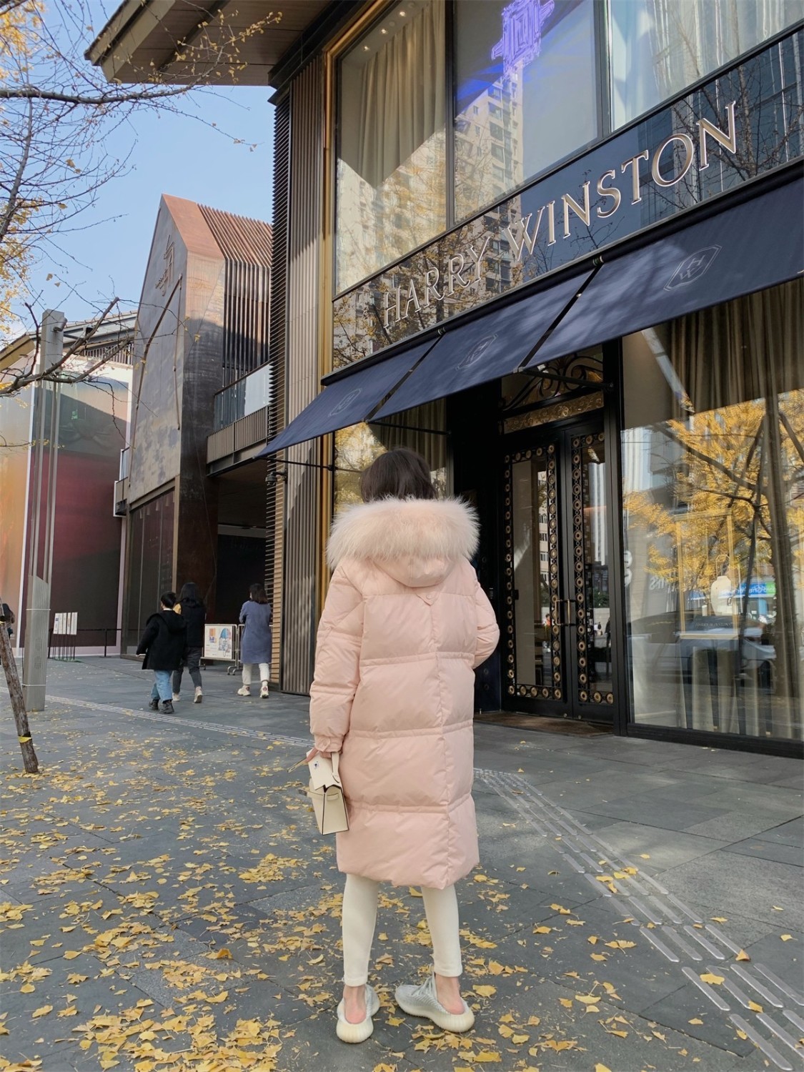 早安 女MX貉子毛大毛领白鸭绒羽绒服冬小个子中长款加厚外套
