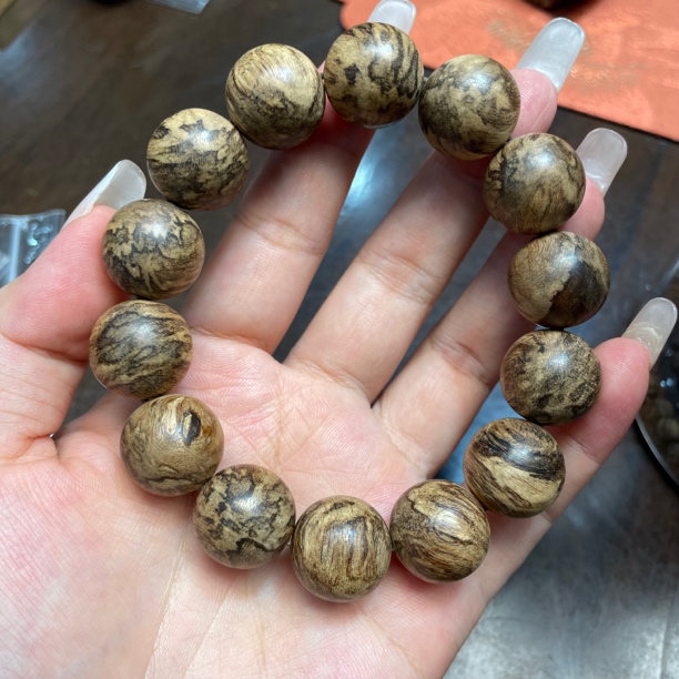 柬埔寨虎斑棋1.6单圈沉香手串