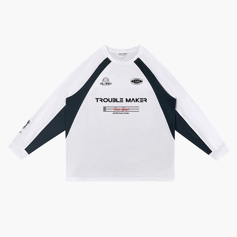 潮流复古撞色美式长袖投篮服秋季运动休闲百搭网眼透气速干衣T恤