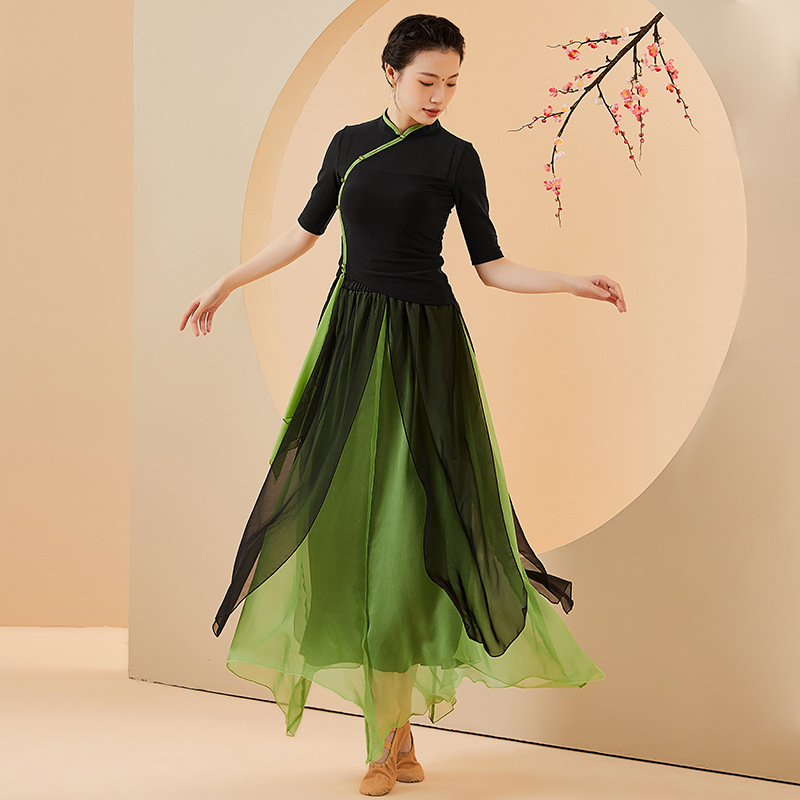 古典舞蹈服女身韵网纱上衣修身练功中国国风仙气纱衣新款跳舞