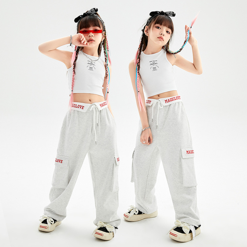女童爵士舞服装潮酷卡通女孩jazz爵士套装舞蹈练功服少儿街舞潮服
