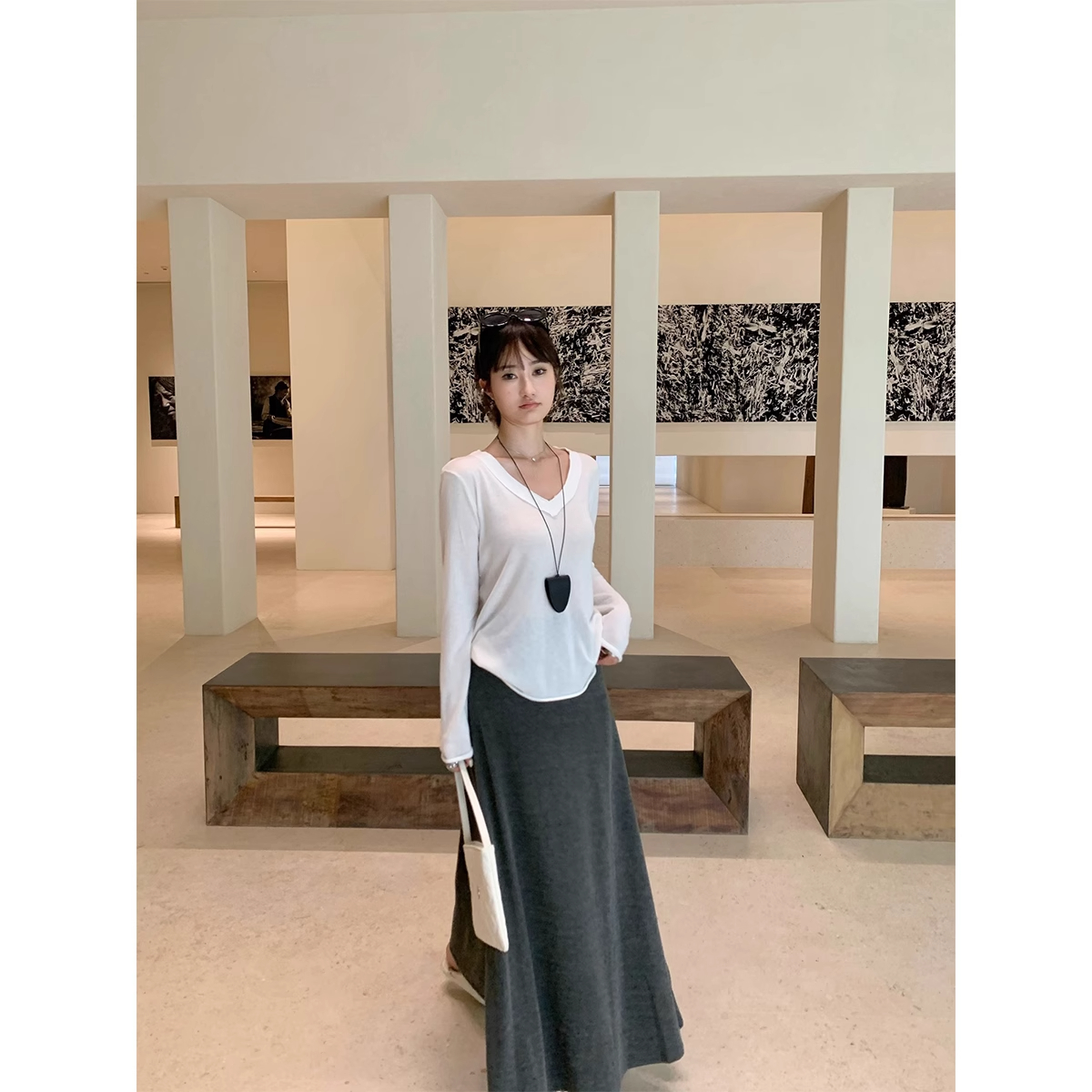 高腰灰色裙子半身裙女春秋中长款包臀垂坠感高级感a字鱼尾裙长裙