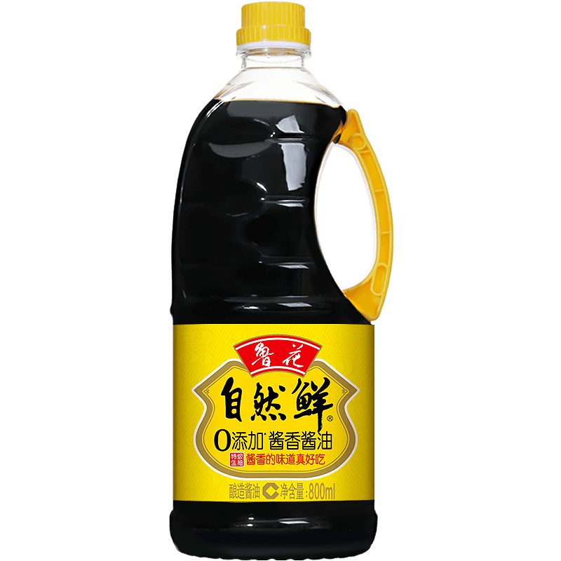 鲁花【800ml自然鲜酱油生抽】0添加剂酿造特级压榨酱香酱油食用油