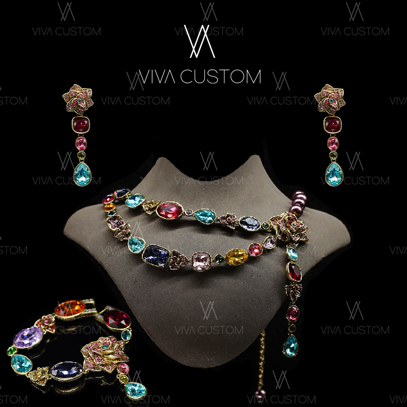 合金项链 (HD系列)复古彩色花朵套装