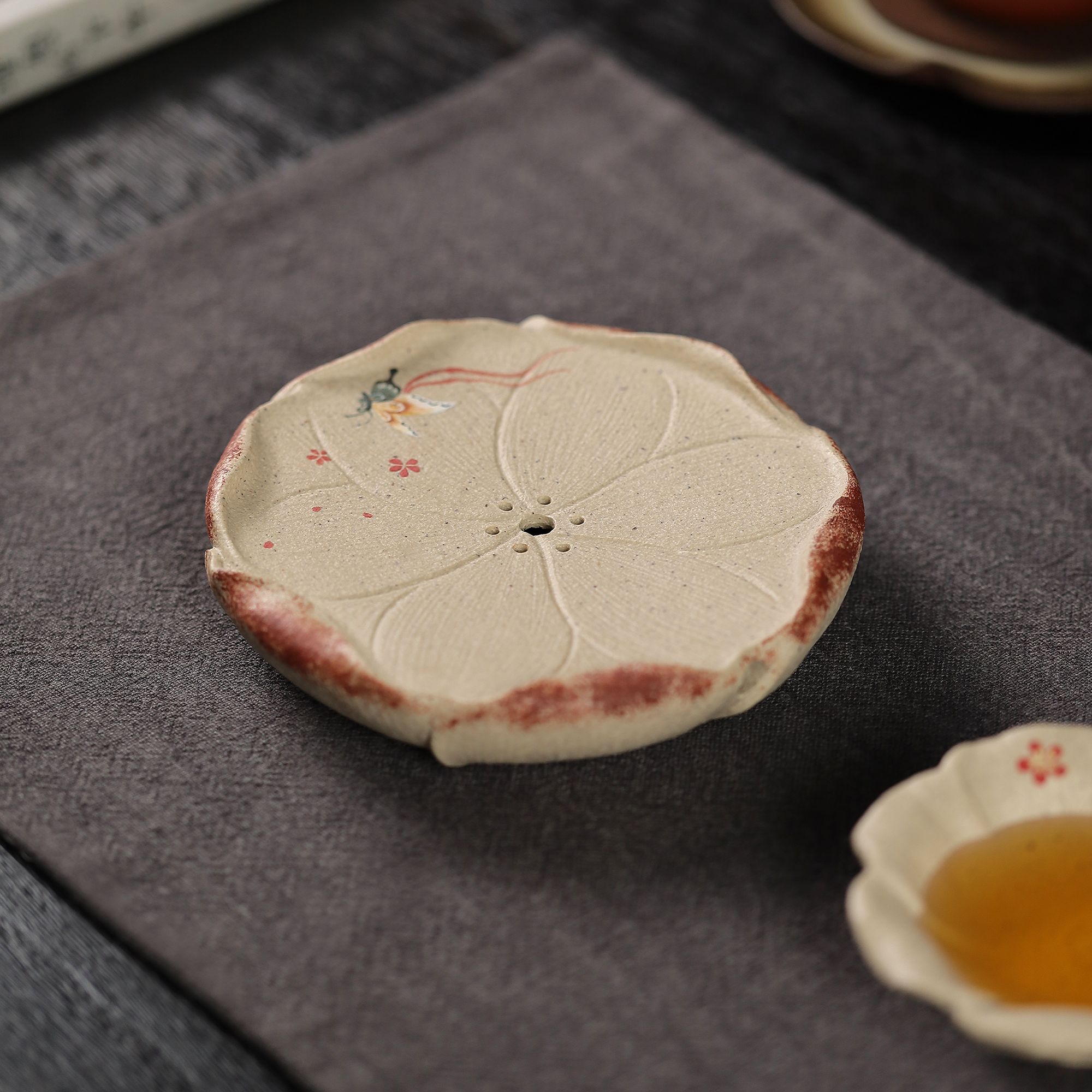 砂宴 婉婷/念物 蝶恋花全手工制作宜兴原矿紫砂  壶承