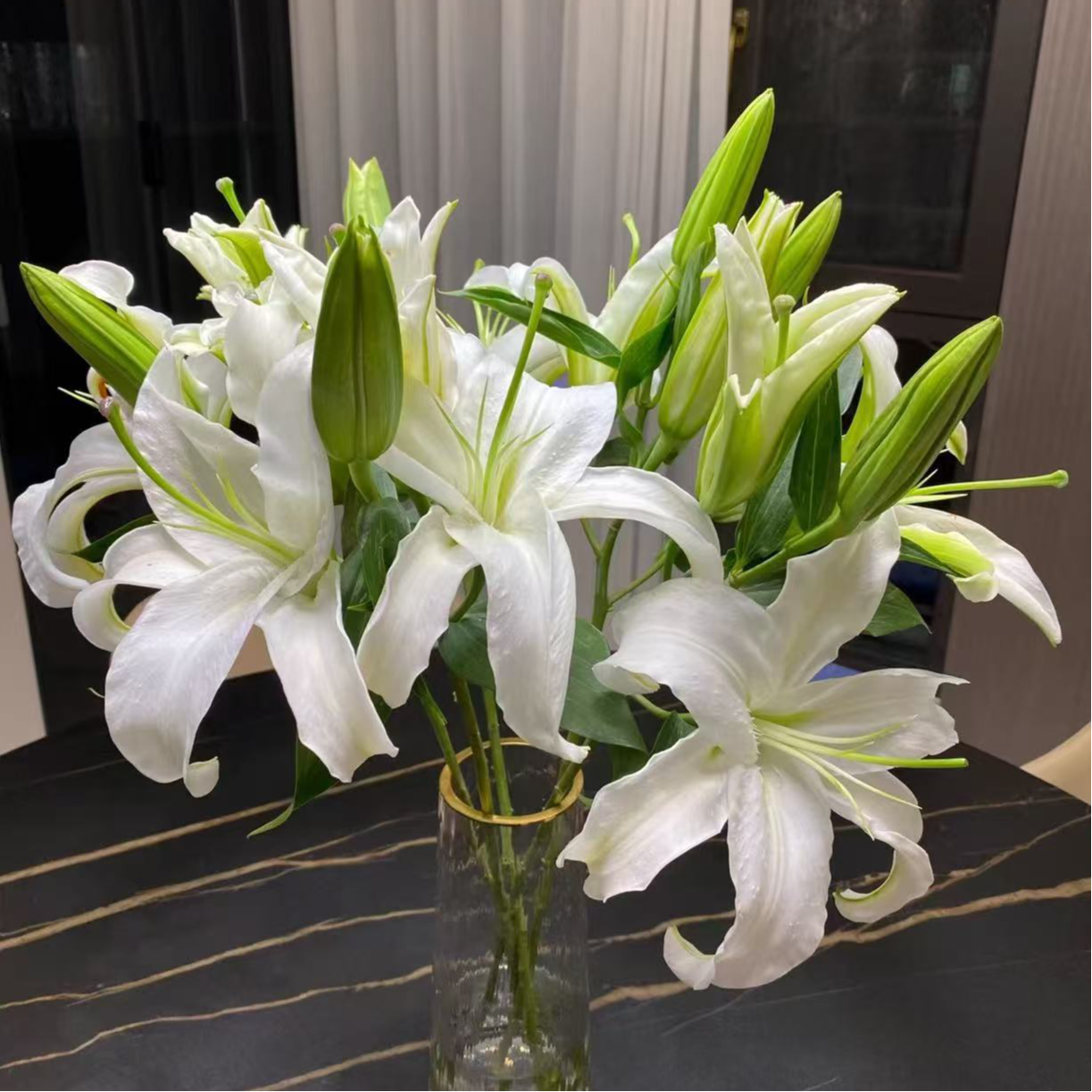 【新疆包邮】白百合5枝二头到手10朵花苞家居鲜花