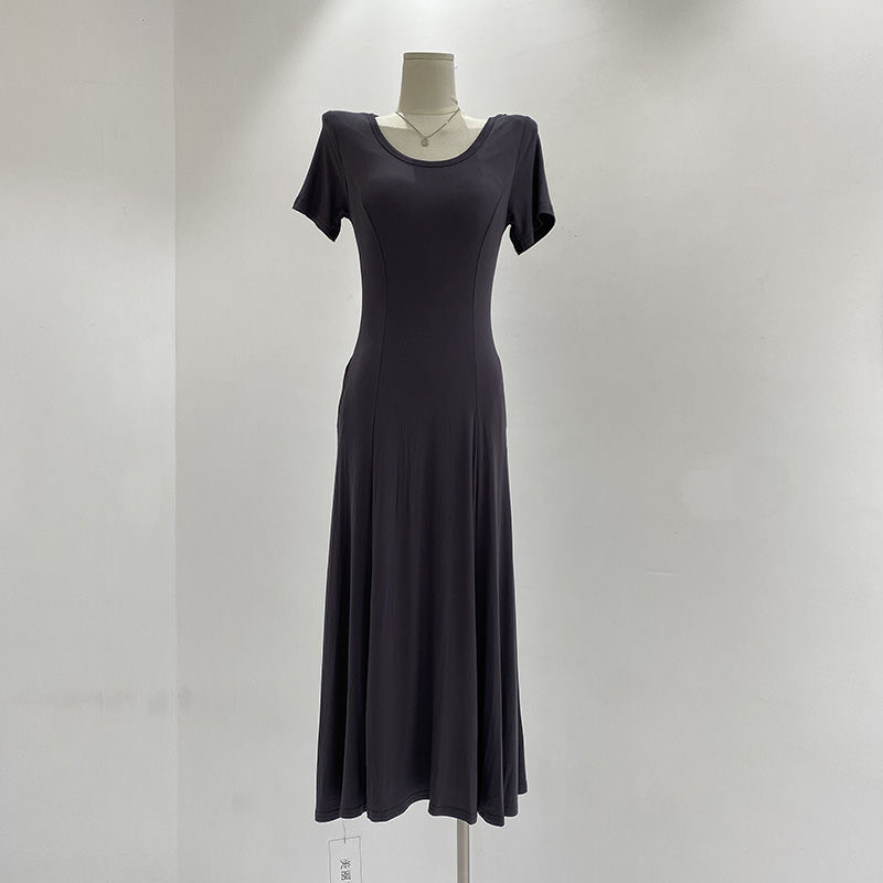 新款夏季显瘦洋气百搭修身连衣裙露背连衣裙开叉连衣裙气质时尚