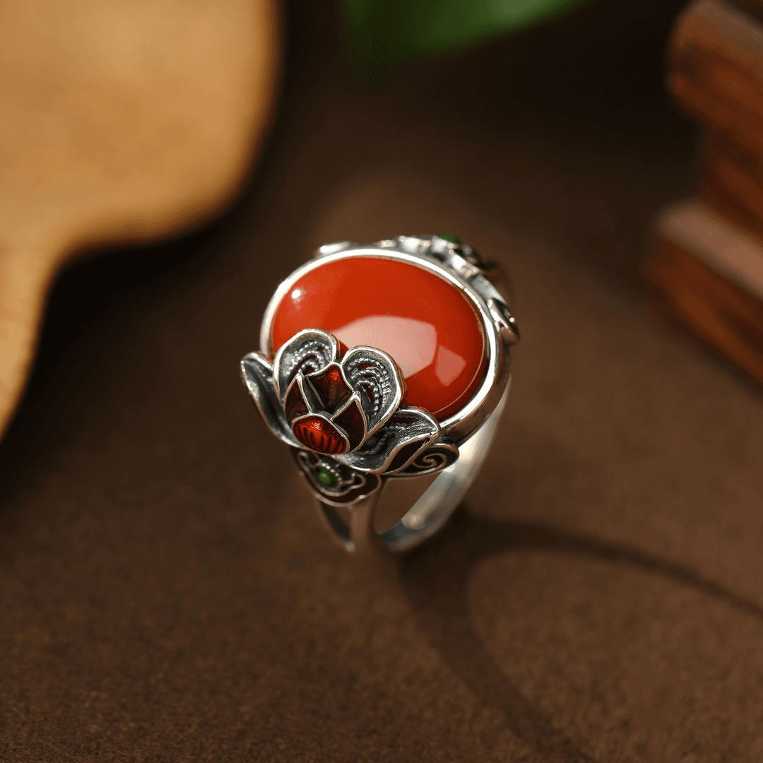 铜合金树脂戒指 戒指女网红款不掉色高级感玫瑰花复古西藏饰品