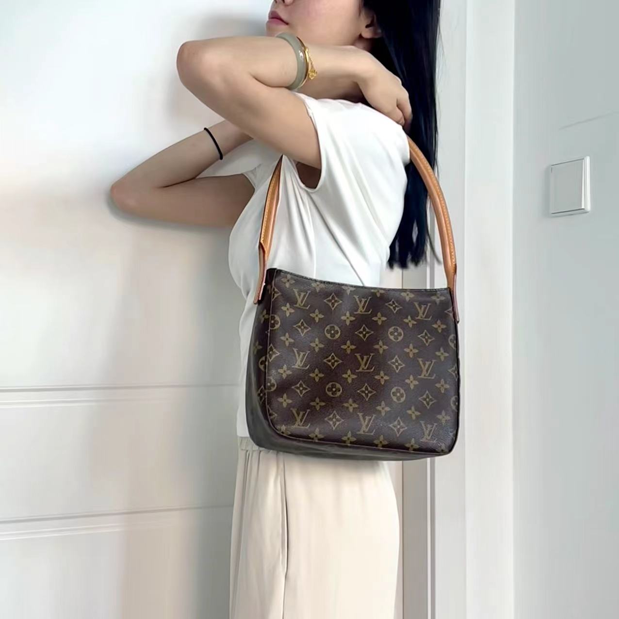 95新 LouisVuitton/路易威登 且曼中古专属/looping中号/全原皮
