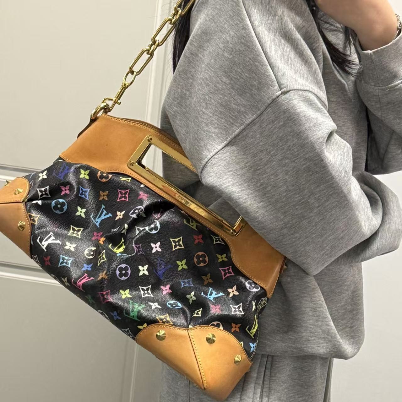 95新 LouisVuitton/路易威登 黑三彩单肩包 全原95新
