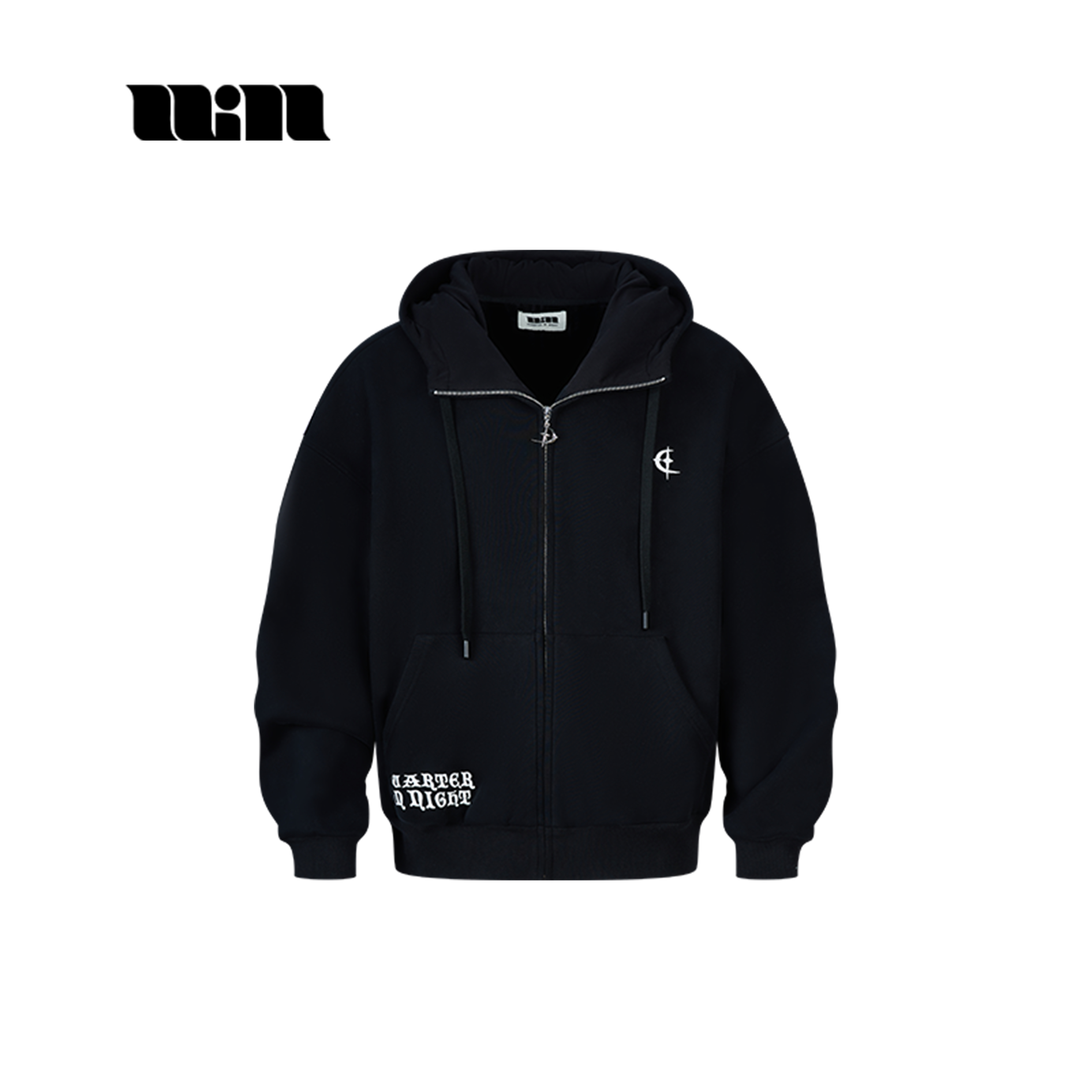 QUARTER IN NIGHT星月绣花撞色连帽亲肤打底加厚不起球圆领卫衣