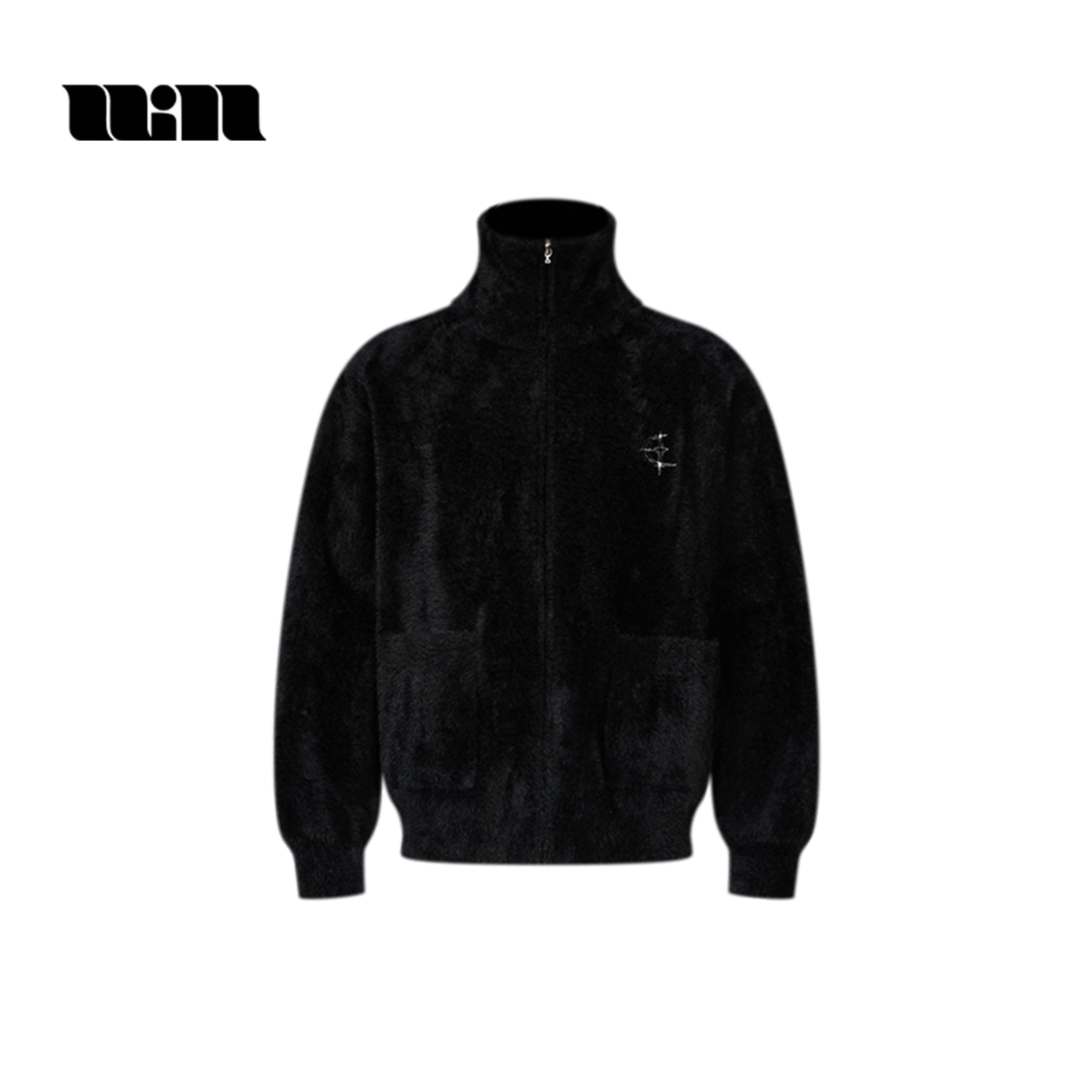 QUARTER IN NIGHT仿貂毛亲肤防水宽松设计感软糯糯高领拉链开衫