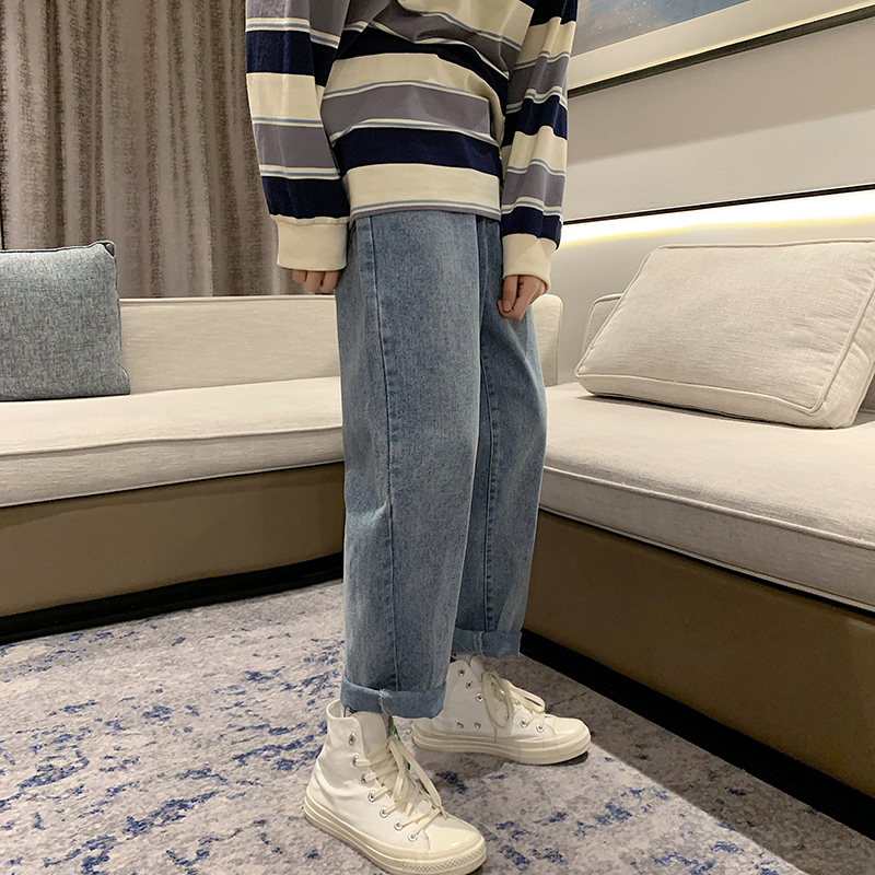 秋季男士新款百搭潮牌男牛仔裤子休闲裤潮流牛仔裤韩版宽松港风