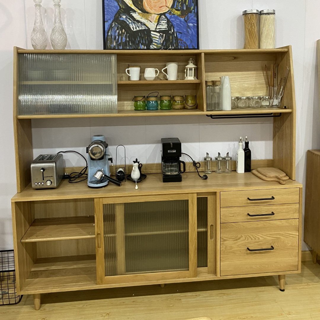1.8米哥本哈根实木餐边柜日式家用多功能玻璃储物茶水柜碗柜
