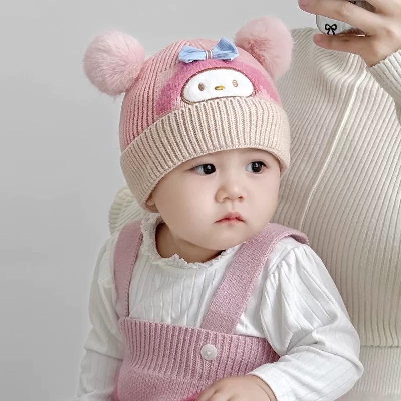 婴幼儿毛线帽秋冬季新款可爱卡通防风保暖帽男女童宝宝针织套头帽