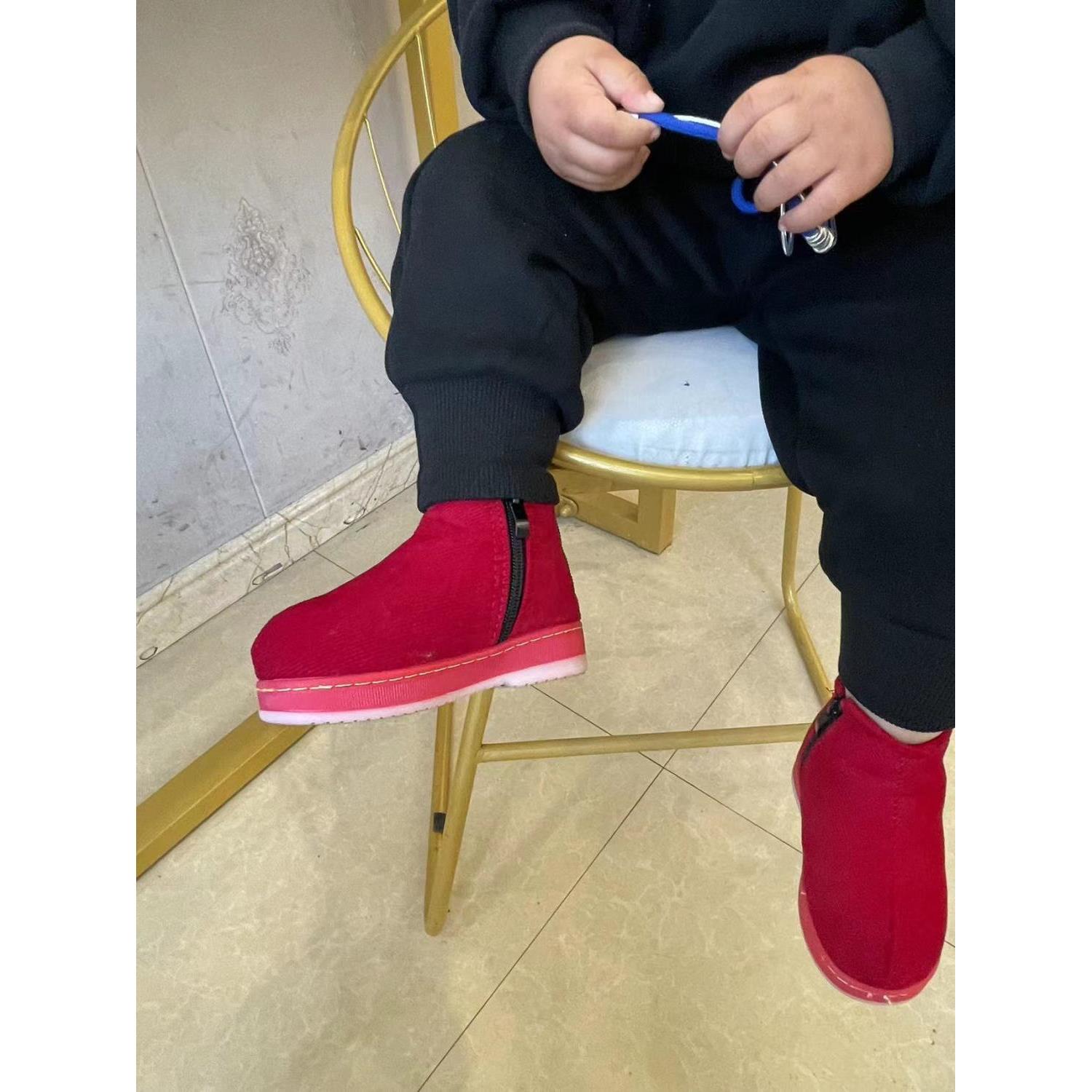 儿童棉鞋男女童冬季手工保暖鞋加绒加厚宝宝学生棉鞋防滑耐磨