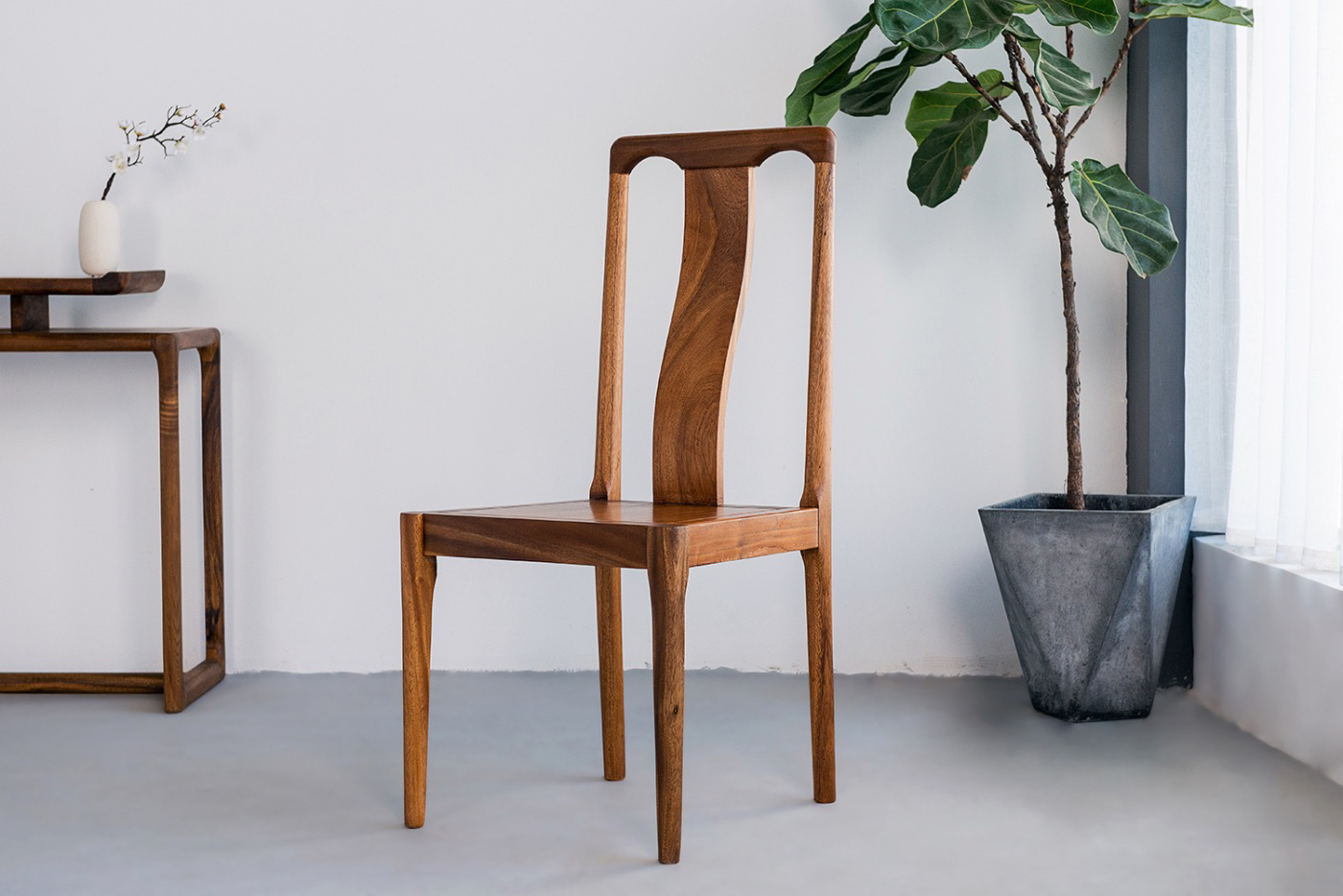 胡桃木明月餐椅面板整板