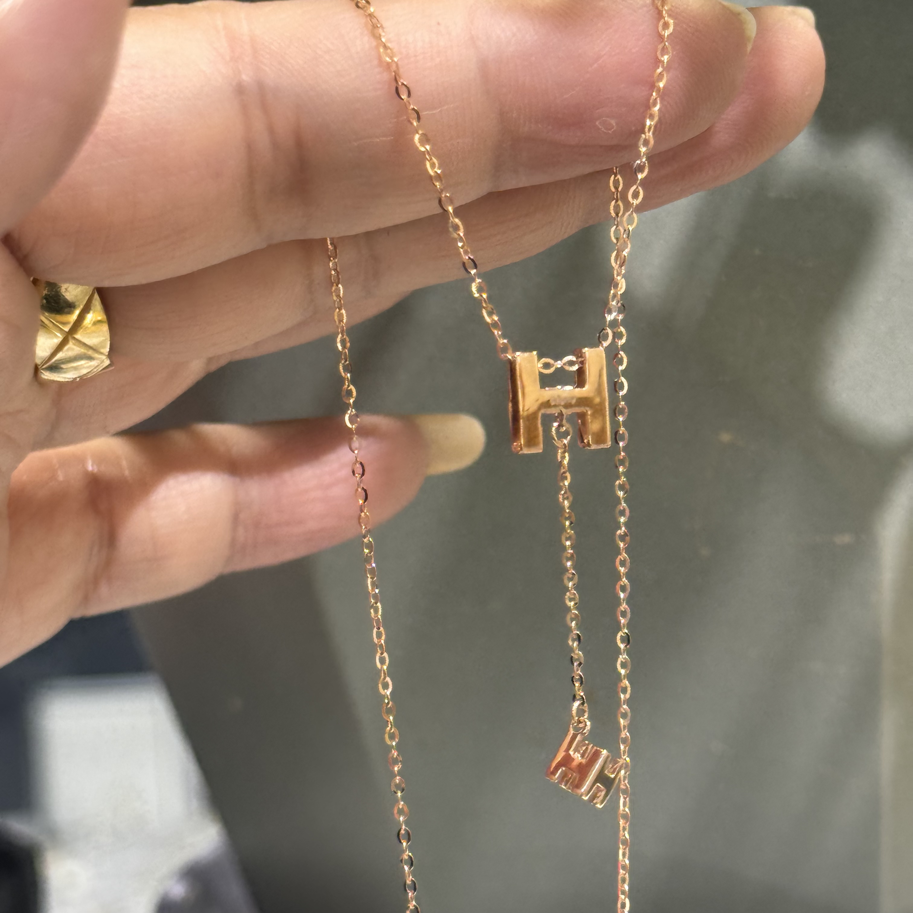 14k金双H项链 链长45厘米 