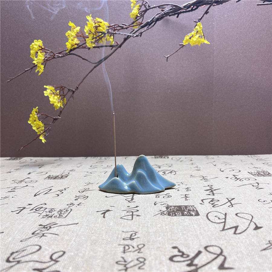 轶香轶缘【山峦】陶瓷香插笔架摆件茶桌摆件竹制挂天然熏香