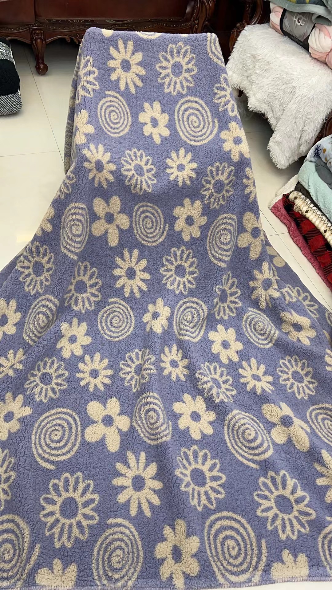 【紫色太阳花】双层加厚毛毯 沙发毯午睡毯卧室盖毯柔软亲肤加厚
