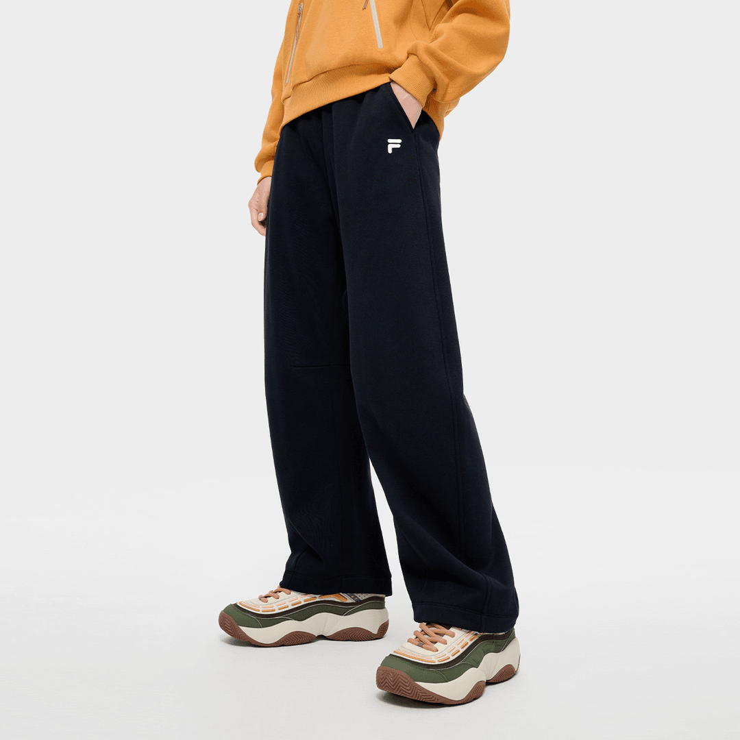 Fila/斐乐潮牌女百搭宽松阔腿时尚户外休闲针织长裤T11W447601F