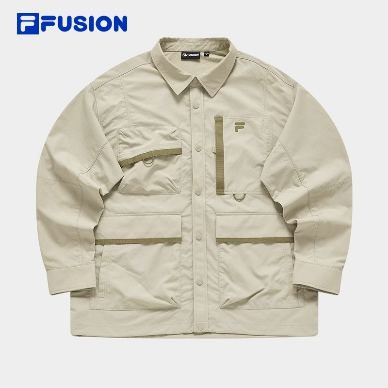 FILA FUSION斐乐潮牌梭织长袖外套2024春新款宽松上衣T11M411402F