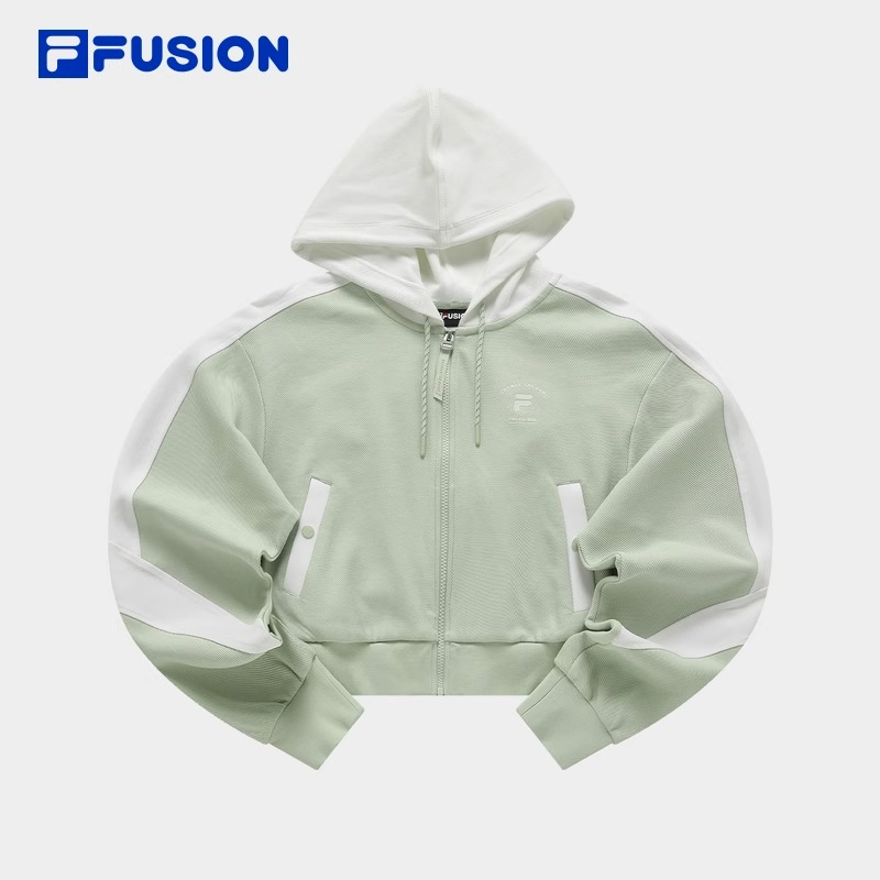 FILA FUSION斐乐潮牌针织长袖外套2024春新款连帽上衣T11W411502F