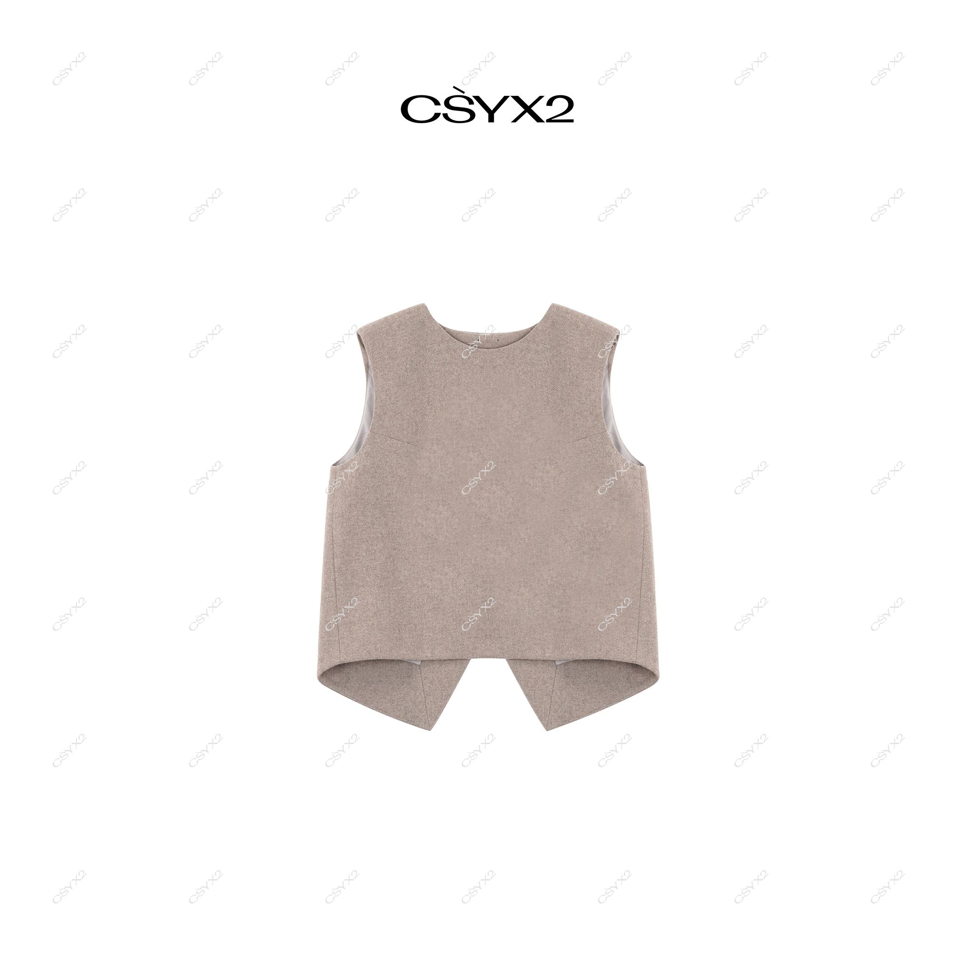 CsyX2-2025S/S早秋新款 羊毛毛呢圆领背心马甲CZ4DB003