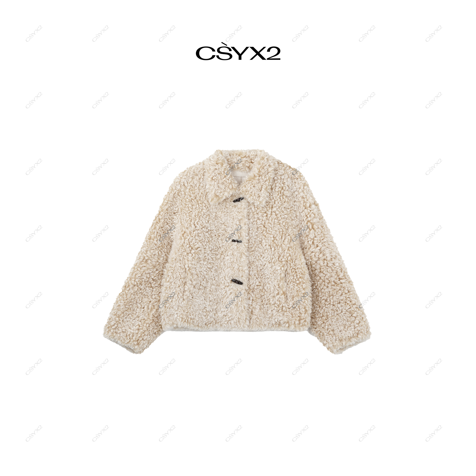 CsyX2-2025A/W 秋冬新品 羊羔绒牛角扣翻领外套CA4DP008