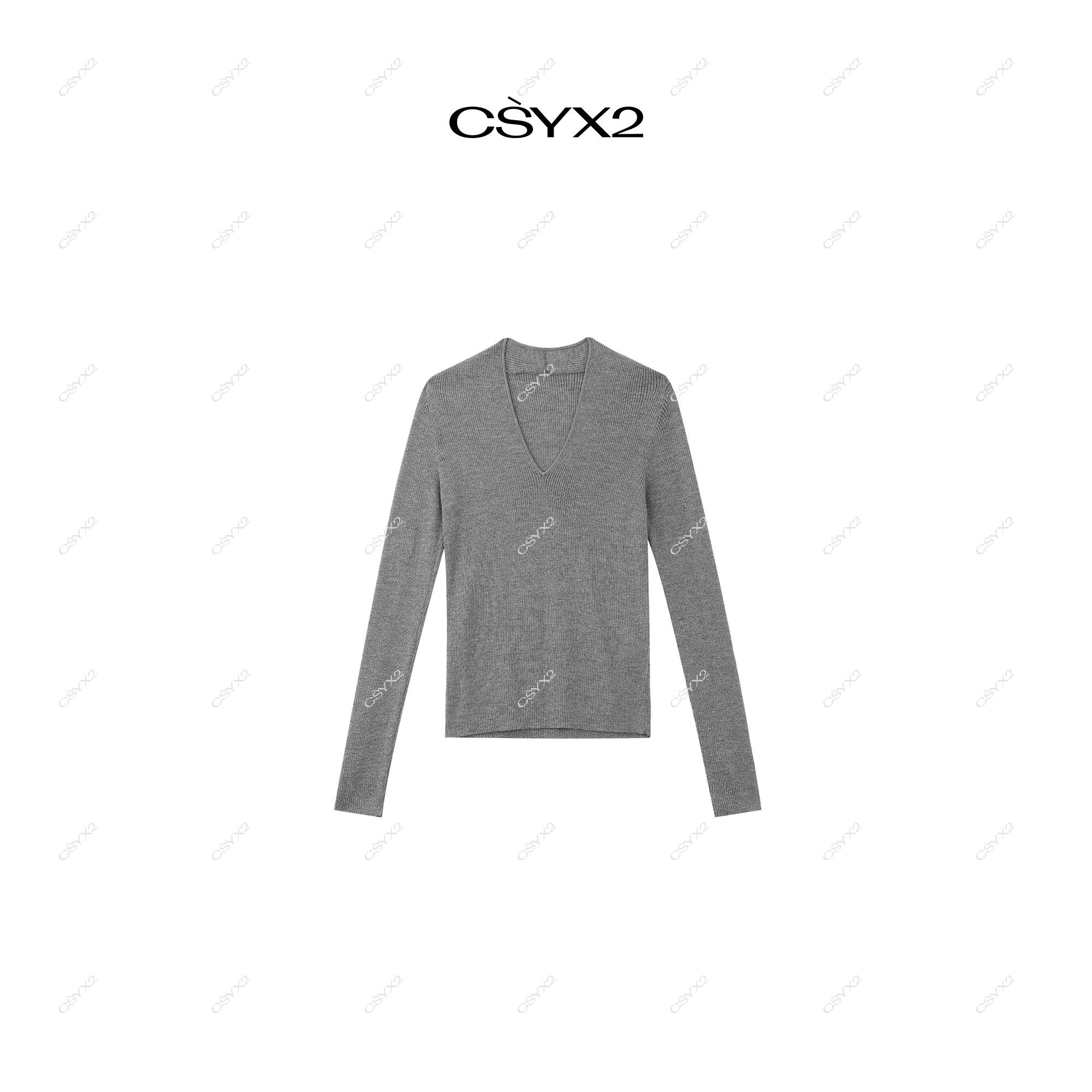 CsyX2-长袖V领针织毛衣CA4QM008