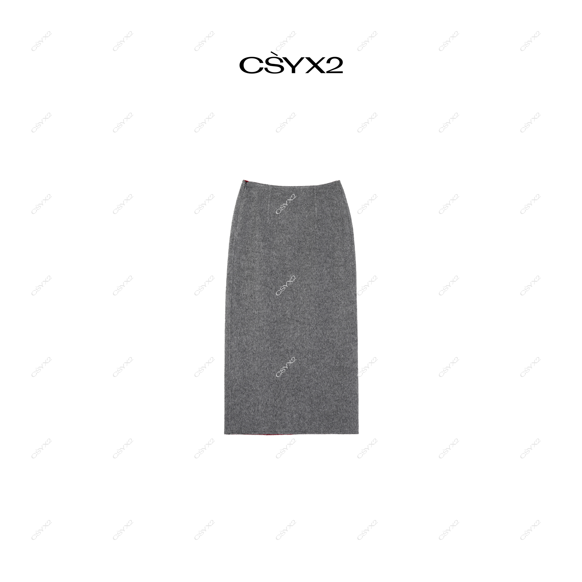 CsyX2-2025A/W 秋冬新品 格雷系灰羊毛毛呢半身裙CA4DS001